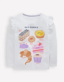 Long Sleeve Frill Logo Top-Ivory Catisserie-Boden Best