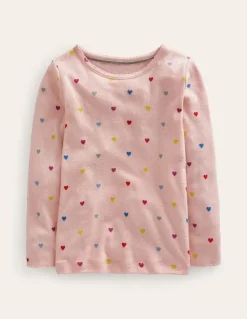 Long Sleeve Pointelle Top-Provence Pink Hearts-Boden Best Sale