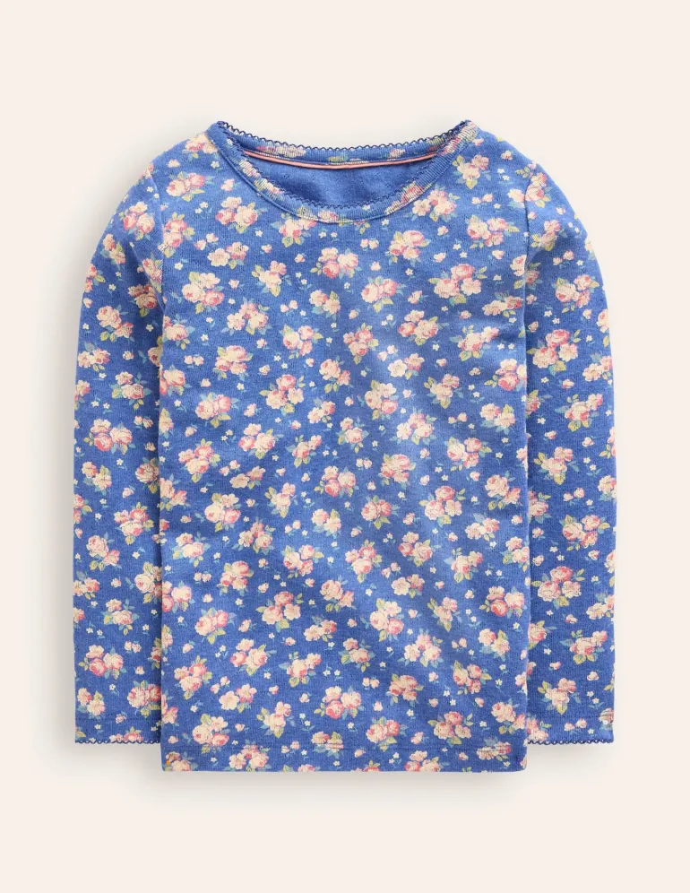 Long Sleeve Pointelle Top-Cherry Toile-Boden Outlet