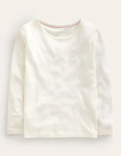 Long Sleeve Pointelle Top-Soft Ivory-Boden Online