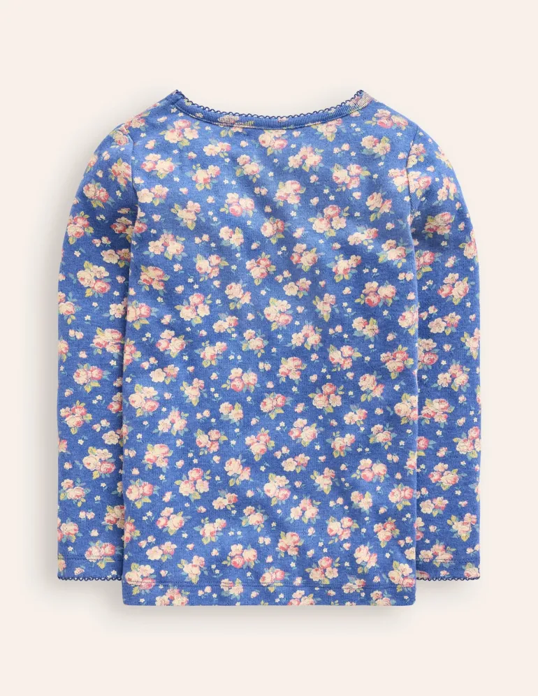 Long Sleeve Pointelle Top-Cherry Toile-Boden Outlet