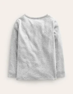 Long Sleeve Pointelle Top-Grey Marl-Boden Fashion