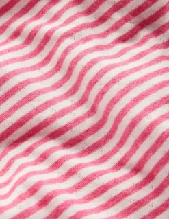 Long Sleeve Pointelle Top-Ivory/ Rose Petal Pink-Boden Clearance