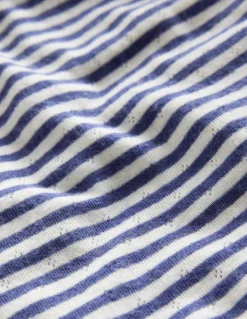 Long Sleeve Pointelle Top-Starboard Blue/Ivory-Boden Outlet