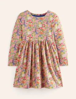 Long-Sleeved Fun Jersey Dress-Vintage Pink Bunny Field-Boden Shop