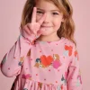 Long-Sleeved Fun Jersey Dress-Chalk Pink Valentines Pets-Boden Outlet