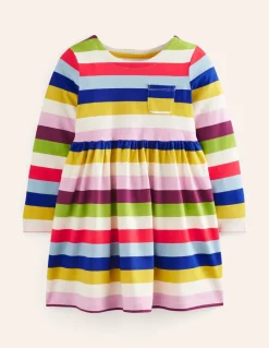Long-Sleeved Fun Jersey Dress-Rainbow Multi Stripe-Boden Cheap