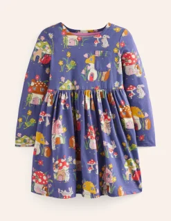 Long-Sleeved Fun Jersey Dress-Starboard Toadstool Village-Boden Flash Sale