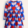 Long-Sleeved Fun Jersey Dress-Kingfisher Blue Bold Floral-Boden Online
