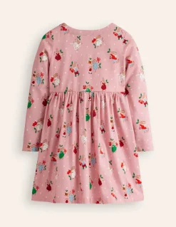 Long-Sleeved Fun Jersey Dress-Vintage Pink Festive Bunny-Boden Cheap