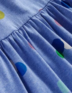 Long-Sleeved Fun Jersey Dress-Blue Marl Painted Spot-Boden Discount