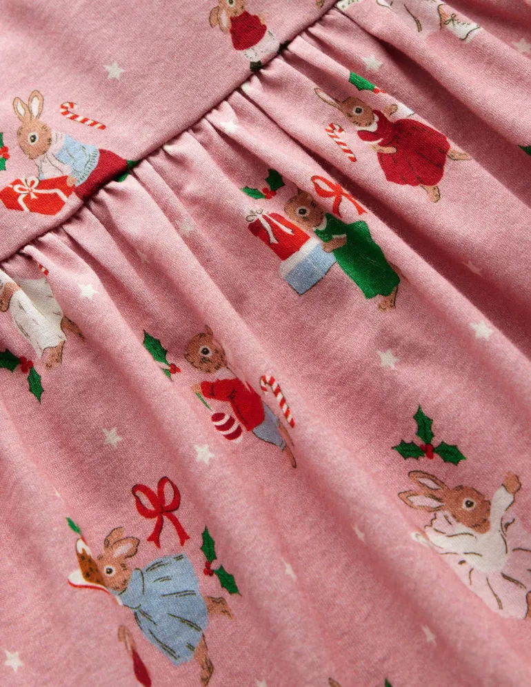 Long-Sleeved Fun Jersey Dress-Vintage Pink Festive Bunny-Boden Cheap