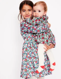Long-Sleeved Fun Jersey Dress-Glacier Blue Winter Floral-Boden Online