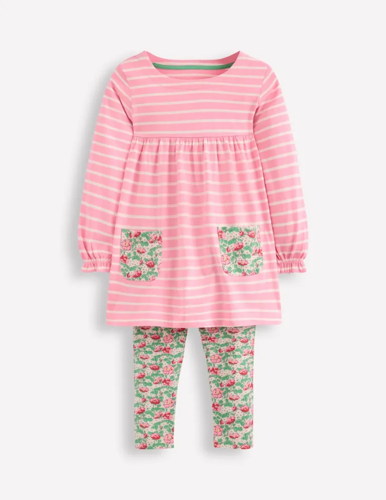 Long-sleeved print tunic set-Chalk Pink Wild Rose-Boden Fashion