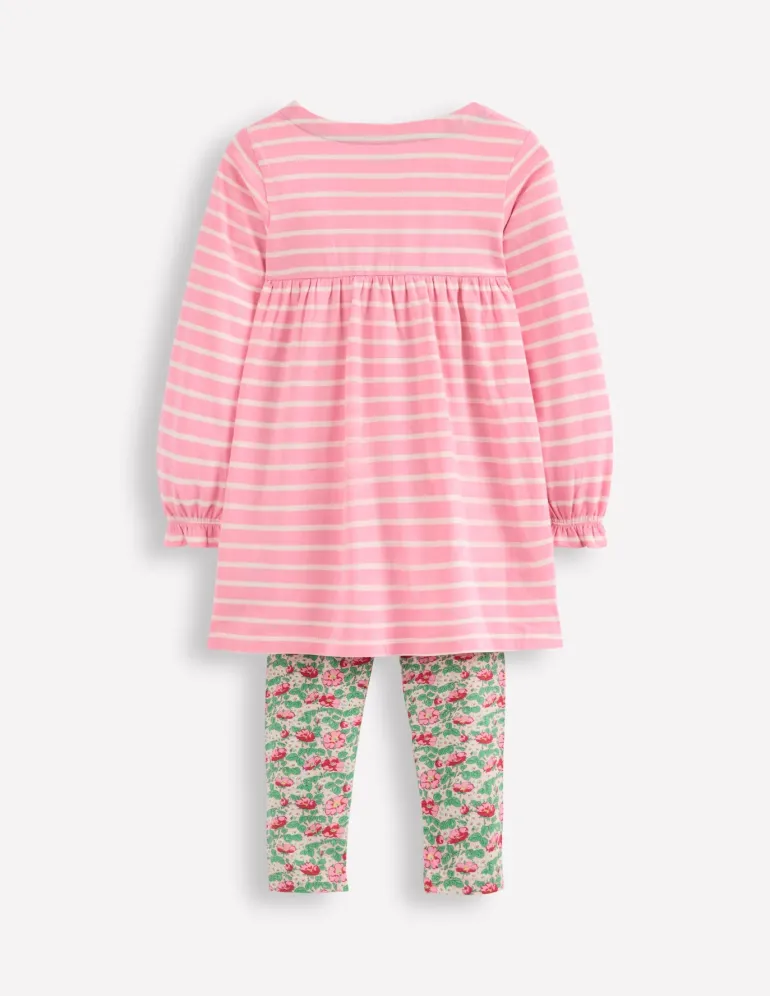 Long-sleeved print tunic set-Chalk Pink Wild Rose-Boden Fashion