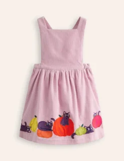 Lucilla Pinafore Dress-Mauve Mist Pumpkin Cats-Boden New