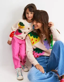 Lydia Cashmere Jumper-Ecru, Strawberries-Boden Sale