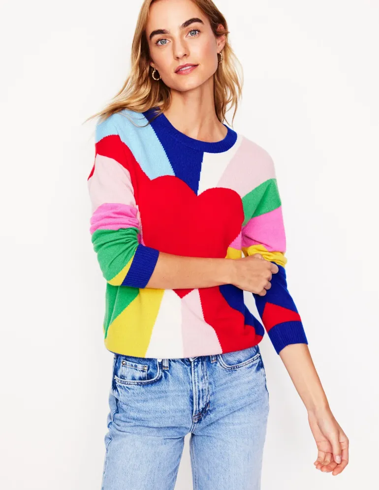 Lydia Cashmere Jumper-Multi, Heart Spectrum-Boden New