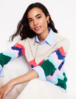 Lydia Cashmere Jumper-Multi, Zig Zag-Boden Online