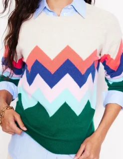 Lydia Cashmere Jumper-Multi, Zig Zag-Boden Online