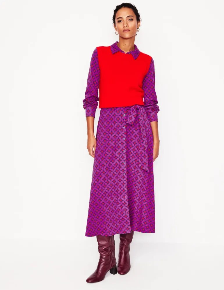 Marcia Jersey Midi Shirt Dress-Regal Purple, Diamond Terrace-Boden Cheap
