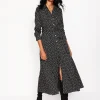 Marcia Jersey Midi Shirt Dress-Black, Abstract Dot-Boden Best