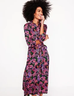Marcia Jersey Midi Shirt Dress-Multi, Paisley Fusion-Boden Shop