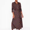 Marcia Jersey Midi Shirt Dress-Cognac, Chevron Swirl-Boden Clearance