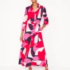 Marcia Jersey Midi Shirt Dress-Poppy Red, Geometric Shuffle-Boden Online