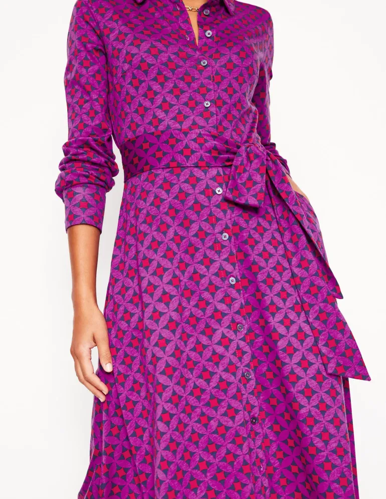 Marcia Jersey Midi Shirt Dress-Regal Purple, Diamond Terrace-Boden Cheap