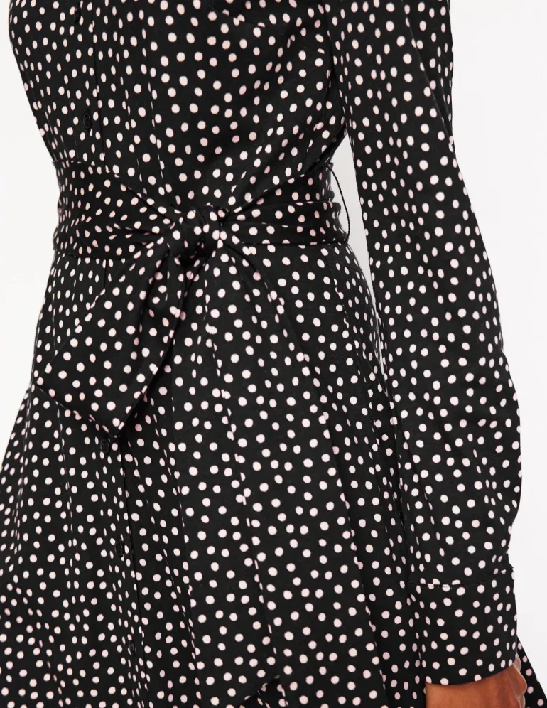 Marcia Jersey Midi Shirt Dress-Black, Abstract Dot-Boden Best