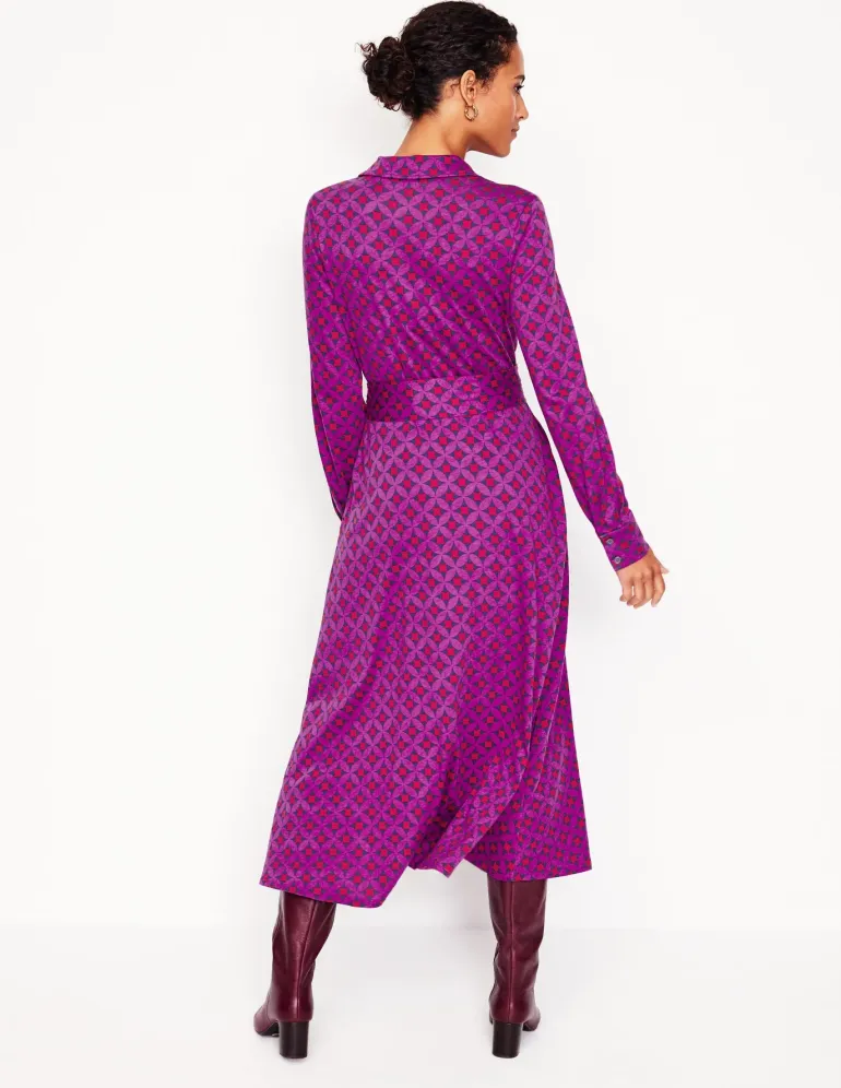 Marcia Jersey Midi Shirt Dress-Regal Purple, Diamond Terrace-Boden Cheap
