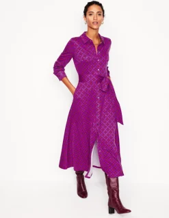 Marcia Jersey Midi Shirt Dress-Regal Purple, Diamond Terrace-Boden Cheap