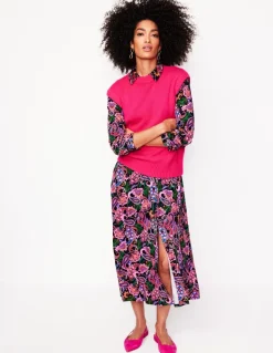 Marcia Jersey Midi Shirt Dress-Multi, Paisley Fusion-Boden Shop