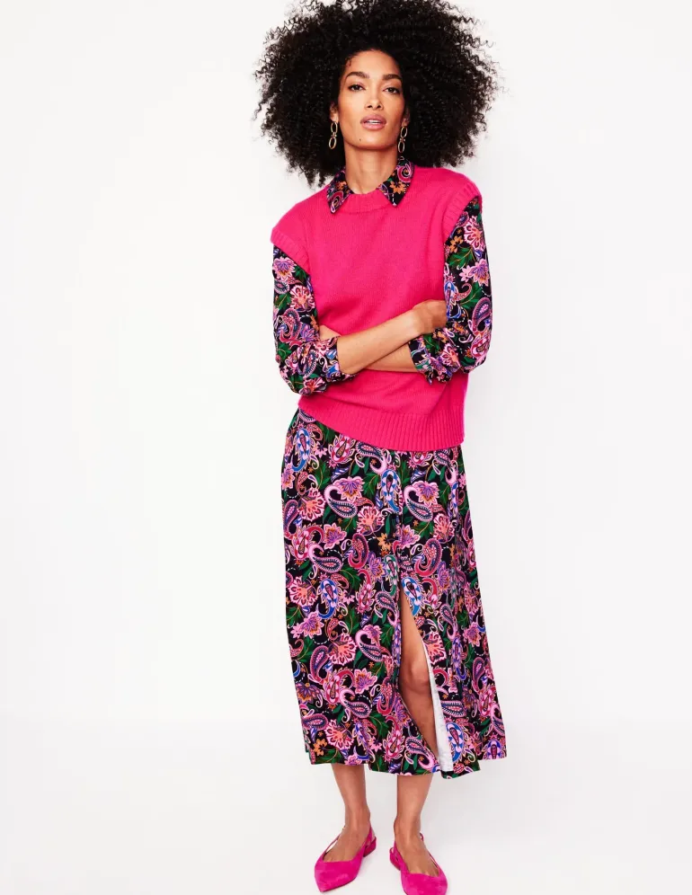 Marcia Jersey Midi Shirt Dress-Multi, Paisley Fusion-Boden Shop
