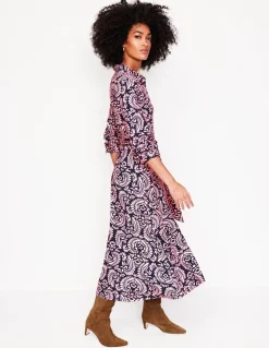 Marcia Jersey Midi Shirt Dress-Milkshake, Decorative Flora-Boden Hot