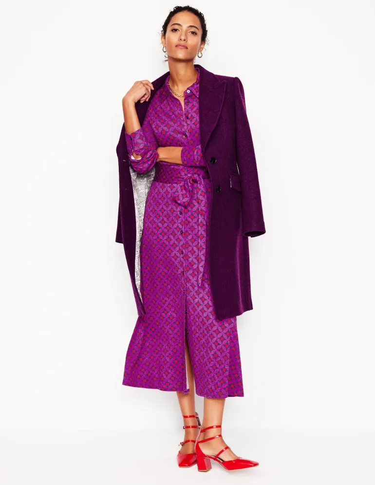 Marcia Jersey Midi Shirt Dress-Regal Purple, Diamond Terrace-Boden Cheap