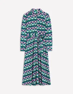 Marcia Jersey Midi Shirt Dress-Rich Emerald, Lucky Clover-Boden Cheap