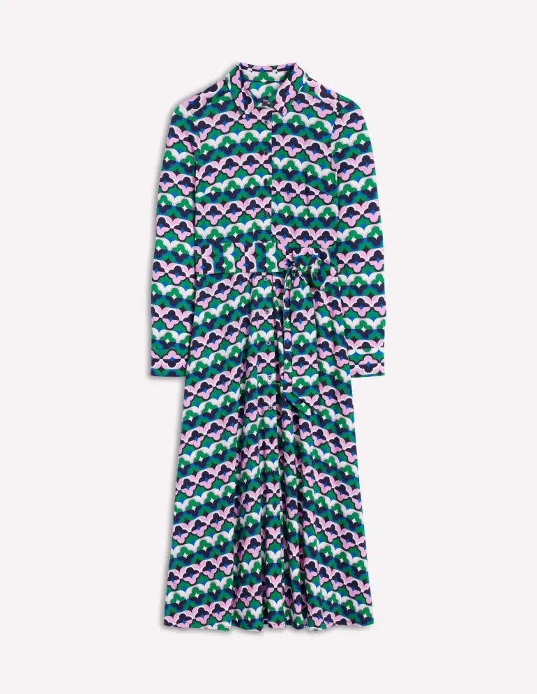 Marcia Jersey Midi Shirt Dress-Rich Emerald, Lucky Clover-Boden Cheap
