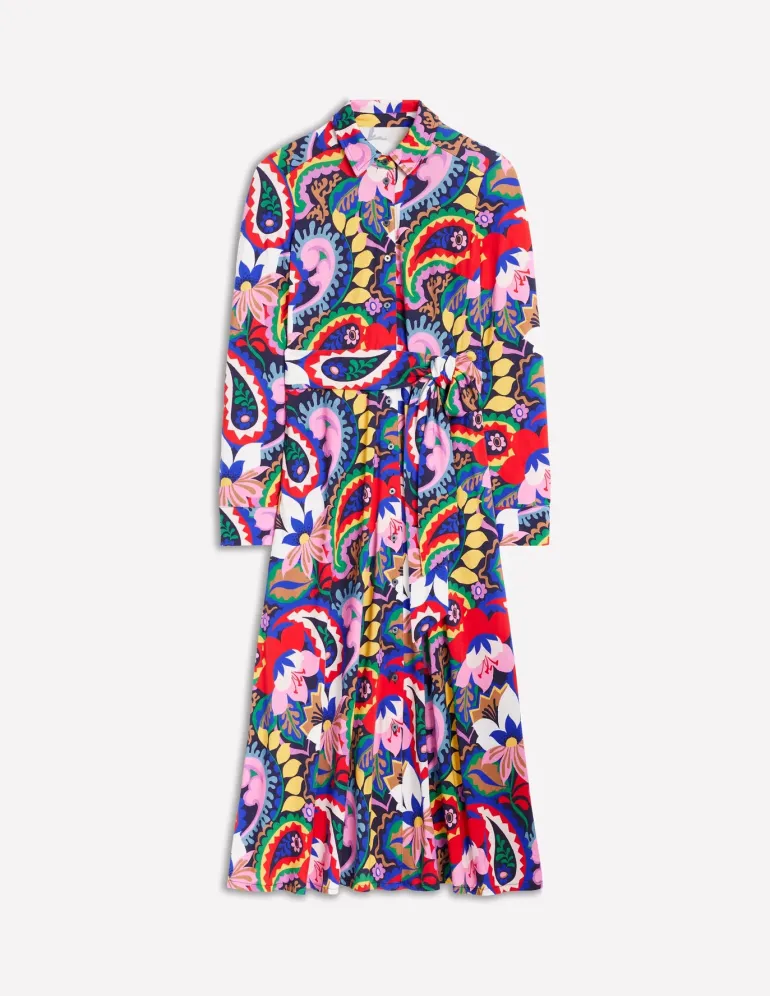 Marcia Jersey Midi Shirt Dress-Multi, Botanical Paisley-Boden Store