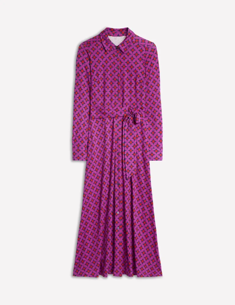 Marcia Jersey Midi Shirt Dress-Regal Purple, Diamond Terrace-Boden Cheap