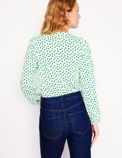 Marina Jersey Shirt-Ivory, Abstract Dot-Boden Clearance