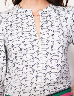 Marina Jersey Shirt-Ivory, Dachshund-Boden Best