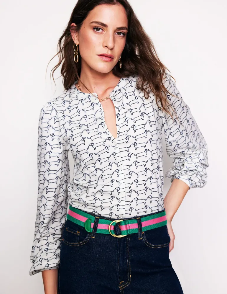 Marina Jersey Shirt-Ivory, Dachshund-Boden Best