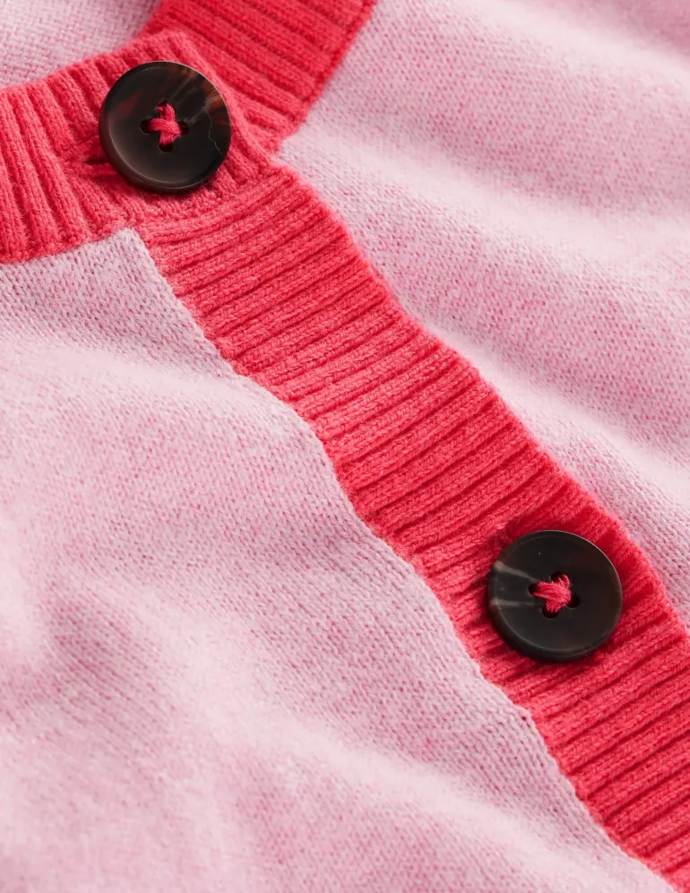 Meg Saddle Sleeve Cardigan-Soft Pink, Colourblock-Boden Cheap