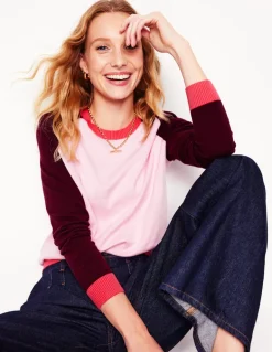 Meg Saddle Sleeve Sweater-Soft Pink, Colourblock-Boden Store