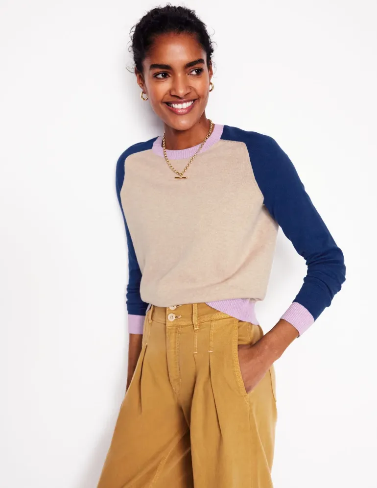 Meg Saddle Sleeve Sweater-Chinchilla Melange,Colourblock-Boden Sale