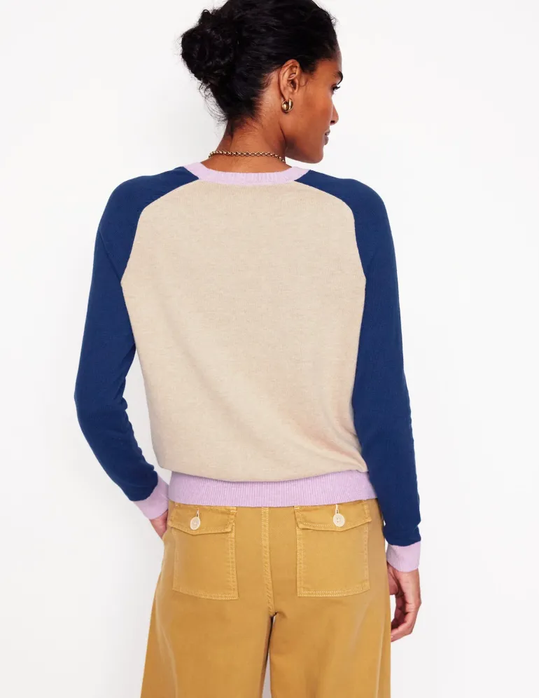 Meg Saddle Sleeve Sweater-Chinchilla Melange,Colourblock-Boden Sale