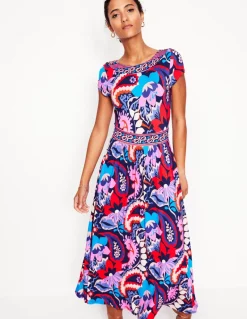 Melanie Jersey Midi Dress-French Navy, Botanical Paisley-Boden Cheap