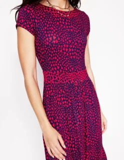 Melanie Jersey Midi Dress-French Navy, Heart Cluster-Boden Fashion